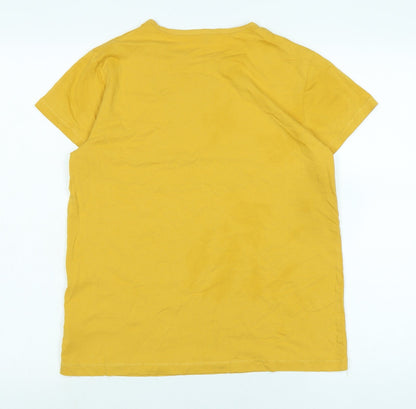 TMill Womens Yellow Cotton Basic T-Shirt Size 10 Crew Neck