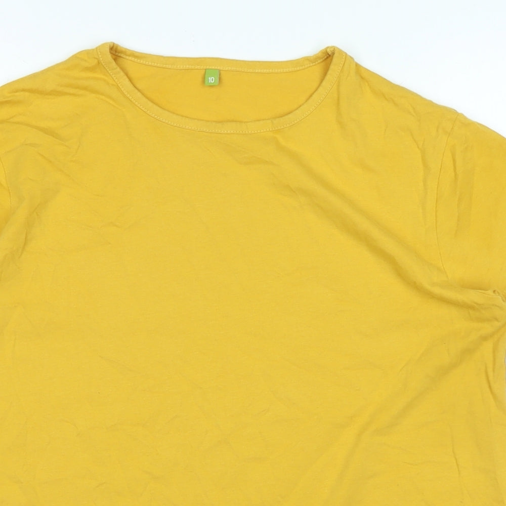 TMill Womens Yellow Cotton Basic T-Shirt Size 10 Crew Neck