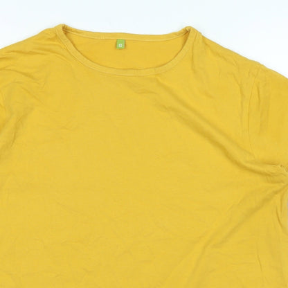 TMill Womens Yellow Cotton Basic T-Shirt Size 10 Crew Neck