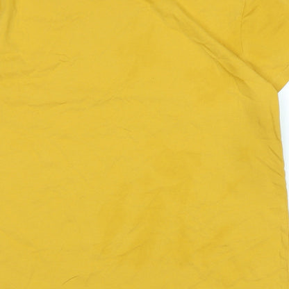 TMill Womens Yellow Cotton Basic T-Shirt Size 10 Crew Neck