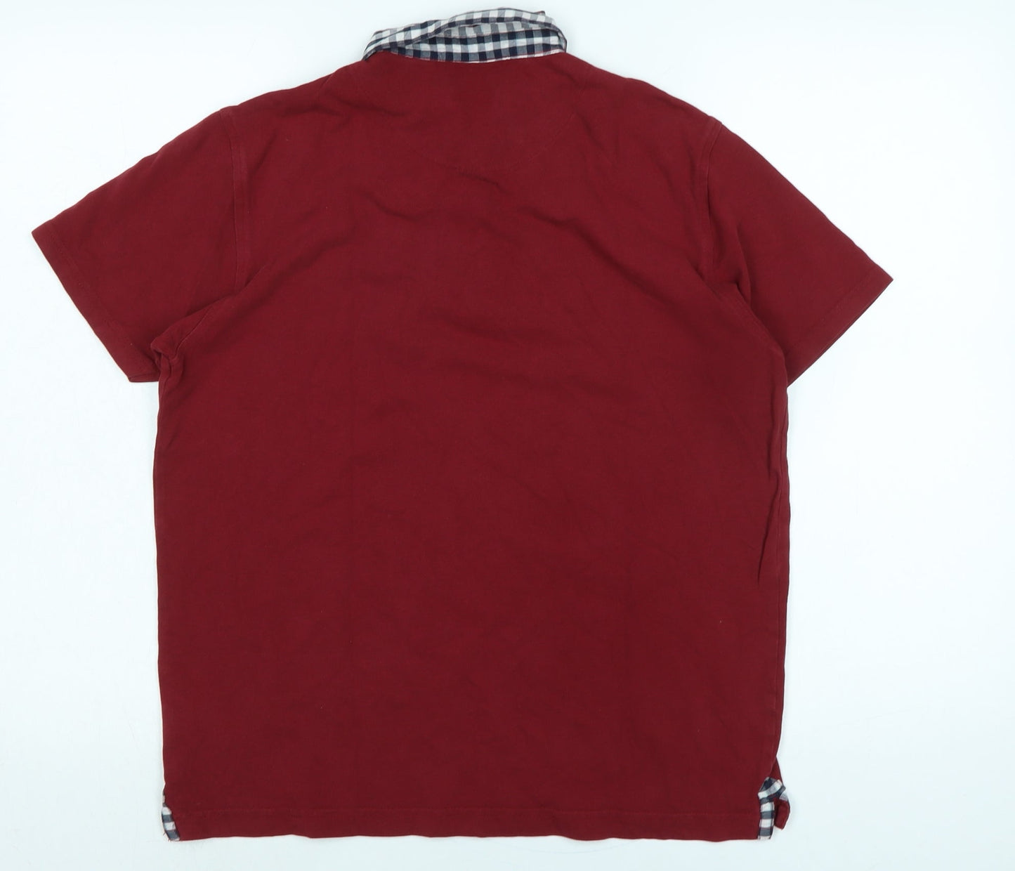 Pierre Carden Mens Red Cotton T-Shirt Size S Collared