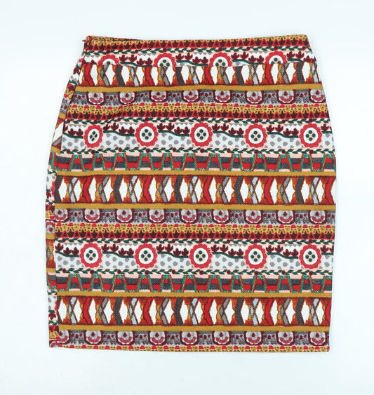 shelikes Womens Red Polyester A-Line Skirt Size 12 Zip