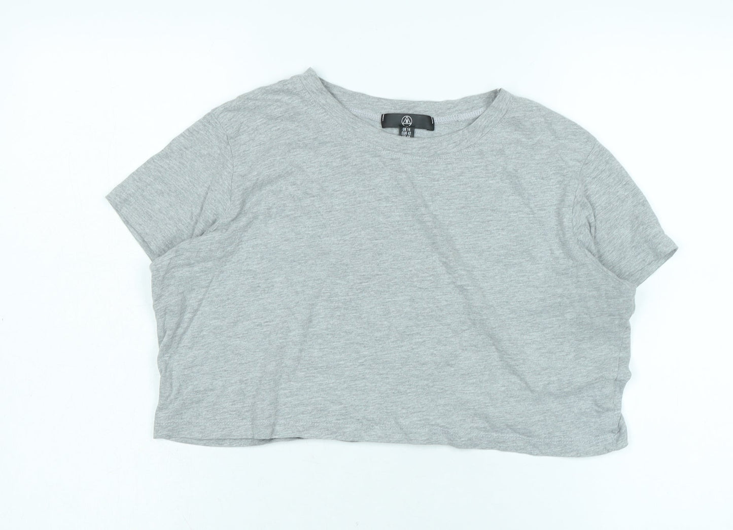 Womens UK Size 14 Missguided Grey Cropped T-Shirt