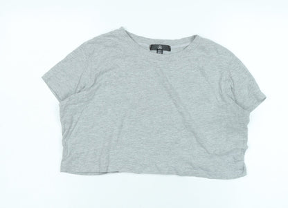 Womens UK Size 14 Missguided Grey Cropped T-Shirt