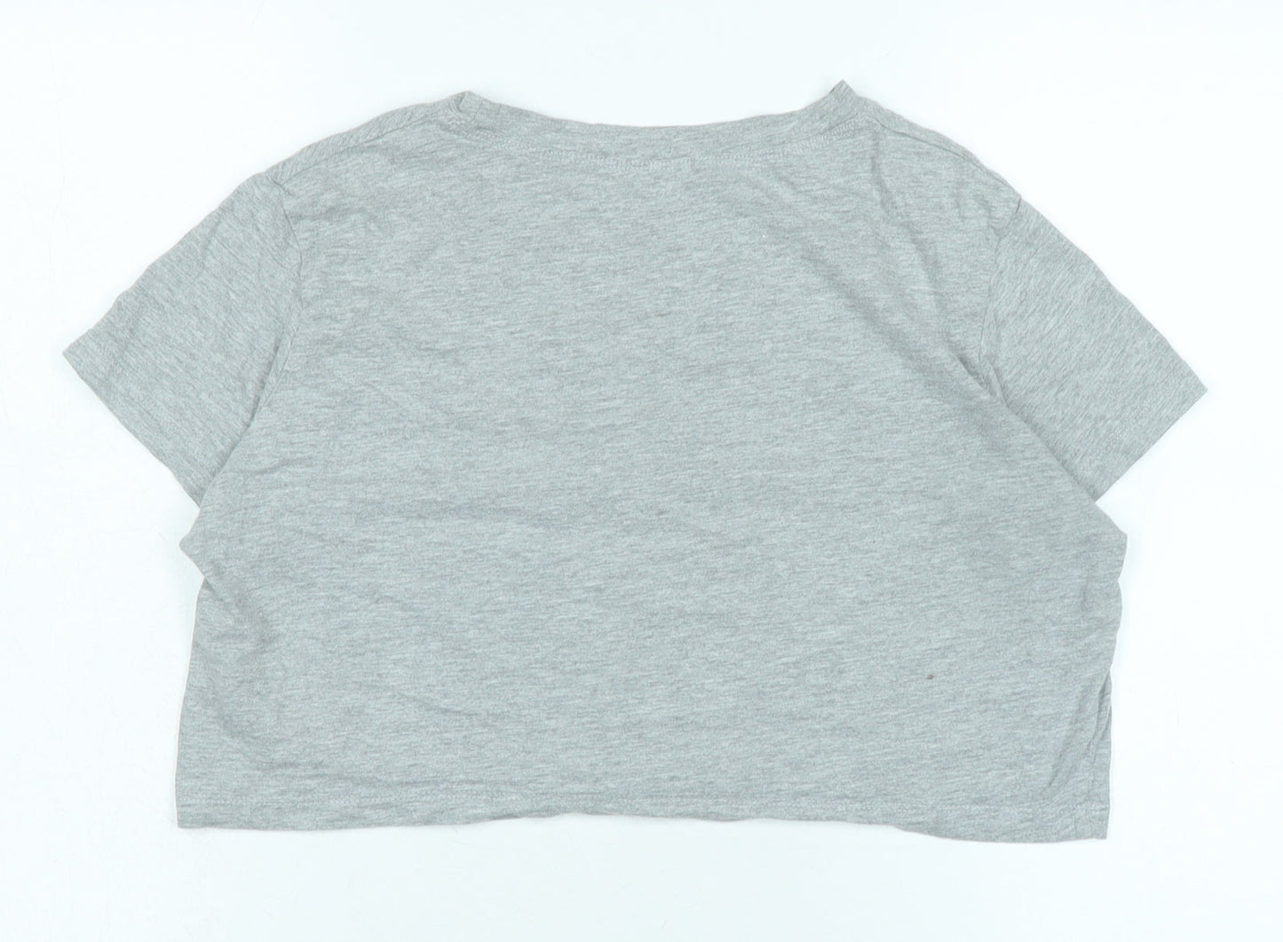 Womens UK Size 14 Missguided Grey Cropped T-Shirt