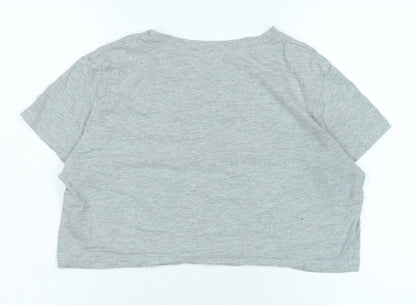 Womens UK Size 14 Missguided Grey Cropped T-Shirt