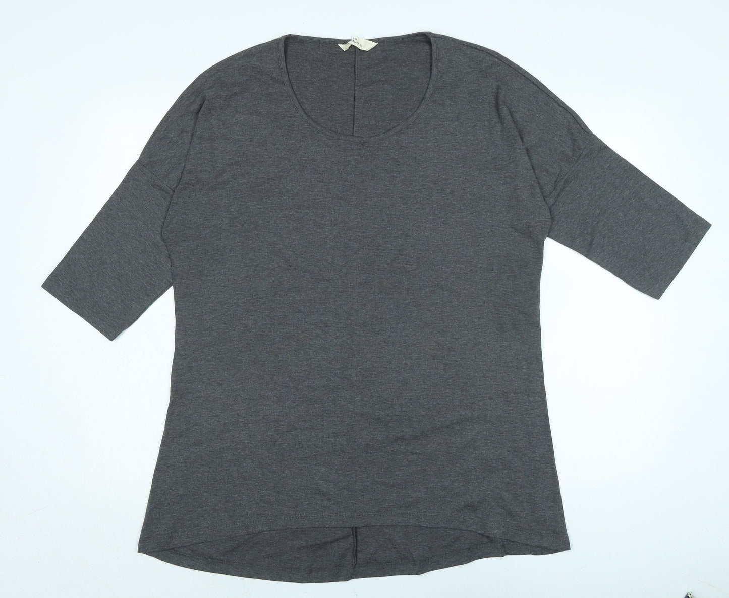ORIGINAL ESSENTIALS Womens Grey Cotton Ringer T-Shirt Size 20 Boat Neck