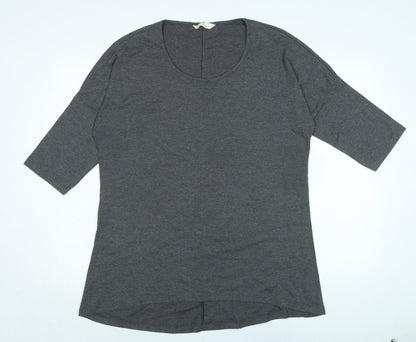 ORIGINAL ESSENTIALS Womens Grey Cotton Ringer T-Shirt Size 20 Boat Neck