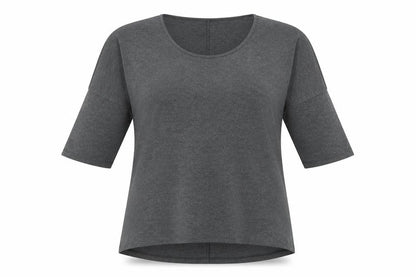 ORIGINAL ESSENTIALS Womens Grey Cotton Ringer T-Shirt Size 20 Boat Neck