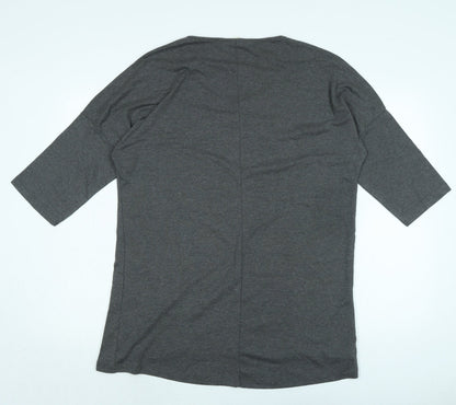 ORIGINAL ESSENTIALS Womens Grey Cotton Ringer T-Shirt Size 20 Boat Neck
