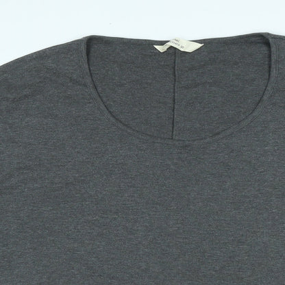ORIGINAL ESSENTIALS Womens Grey Cotton Ringer T-Shirt Size 20 Boat Neck