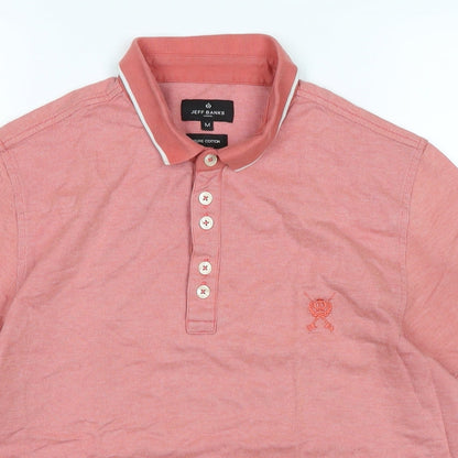 Jeffrey Banks Mens Pink Cotton T-Shirt Size M Collared