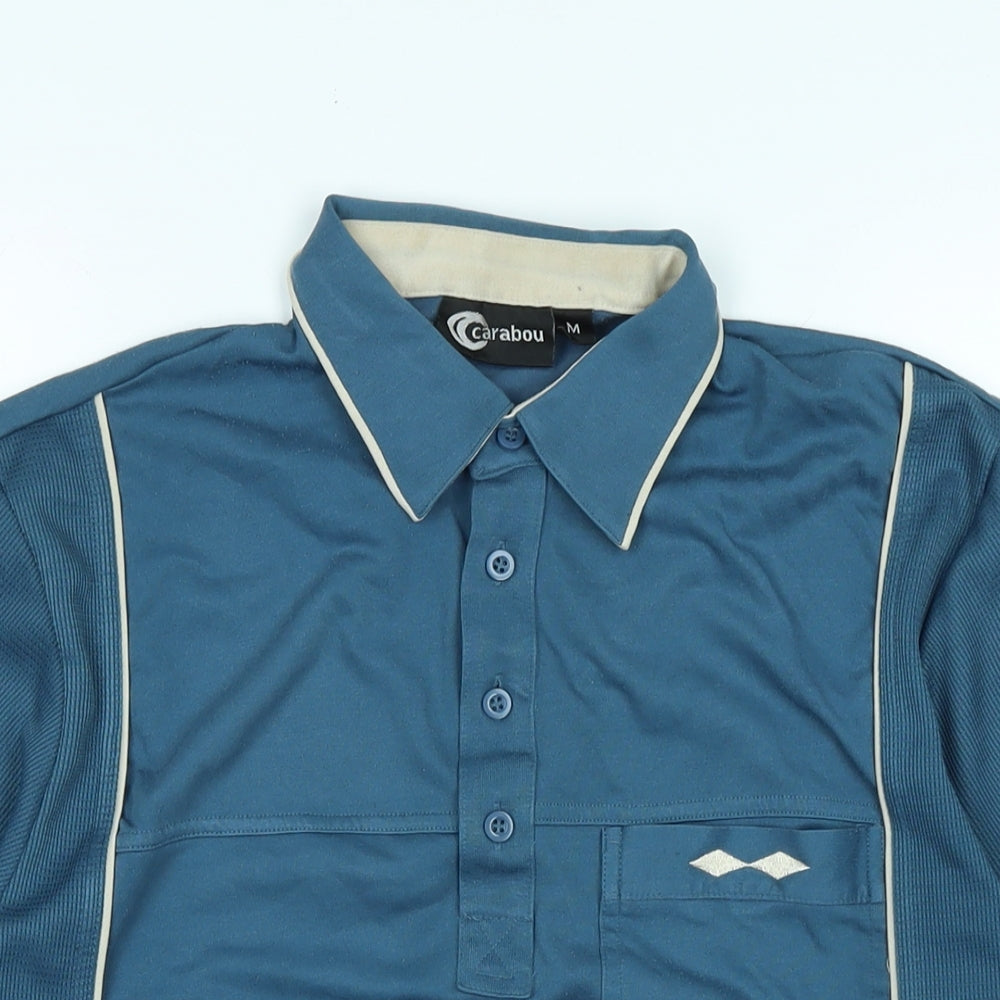 carabou Womens Blue Cotton Basic Polo Size M Collared