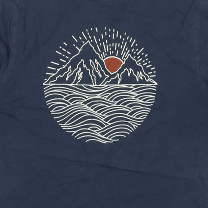 Marks and Spencer Mens Blue Cotton Blend T-Shirt Size S Crew Neck