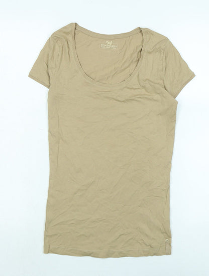 Womens UK Size S Stradivarius Beige Basic T-Shirt