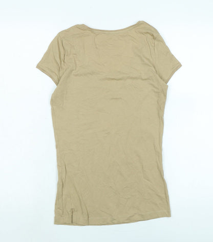 Womens UK Size S Stradivarius Beige Basic T-Shirt