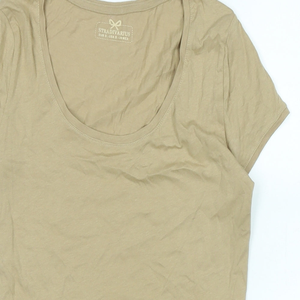 Womens UK Size S Stradivarius Beige Basic T-Shirt