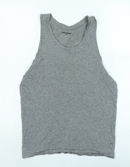 Debenhams Womens Grey Cotton Basic Tank Size S Scoop Neck