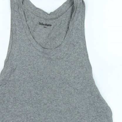Debenhams Womens Grey Cotton Basic Tank Size S Scoop Neck