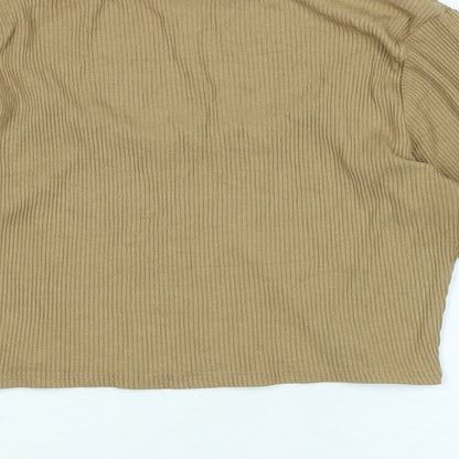 H&M Womens Brown Cotton Basic Polo Size M Round Neck