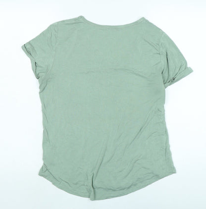 Dotti Womens Green Cotton Basic Polo Size M V-Neck