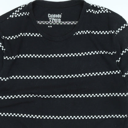 quidado con el pero Womens Black Cotton Basic T-Shirt Size M Crew Neck