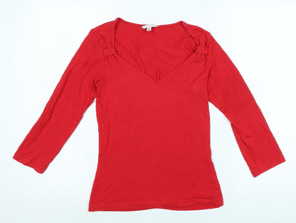Lk. Bennet Womens Red Cotton Basic T-Shirt One Size Sweetheart