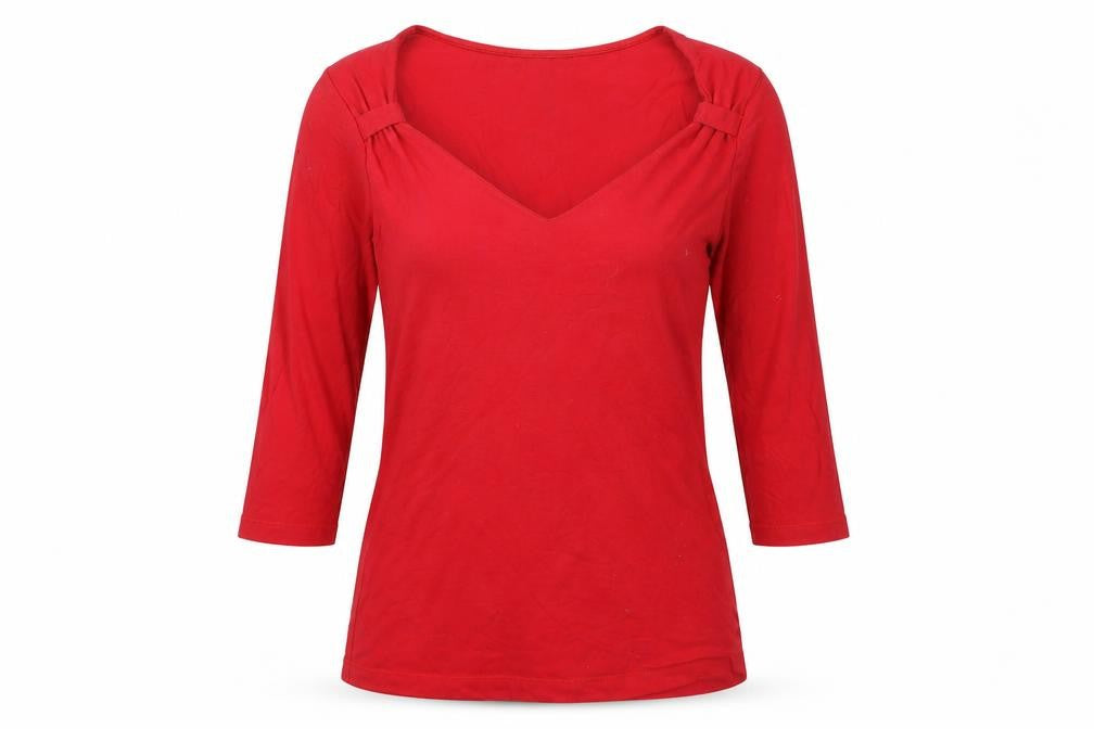 Front view of Lk. Bennet women’s red cotton basic t-shirt one size sweetheart
