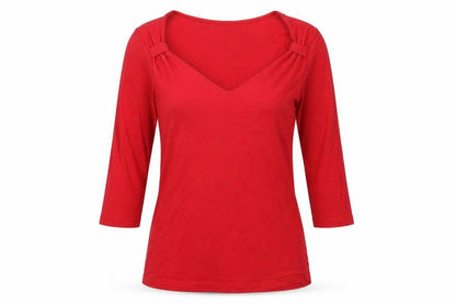 Front view of Lk. Bennet women’s red cotton basic t-shirt one size sweetheart