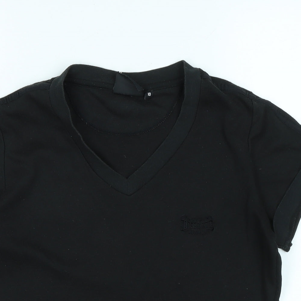 Womens UK Size 10 Lonsdale Black Basic T-Shirt