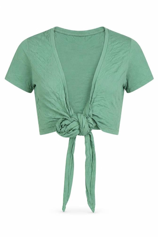 Womens UK Size 8 ASOS Green Wrap T-Shirt