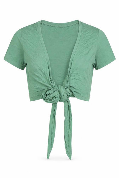 Womens UK Size 8 ASOS Green Wrap T-Shirt