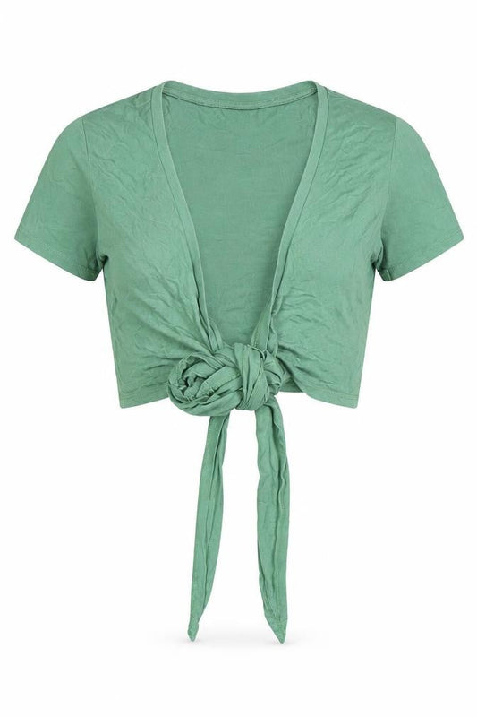 Womens UK Size 8 ASOS Green Wrap T-Shirt