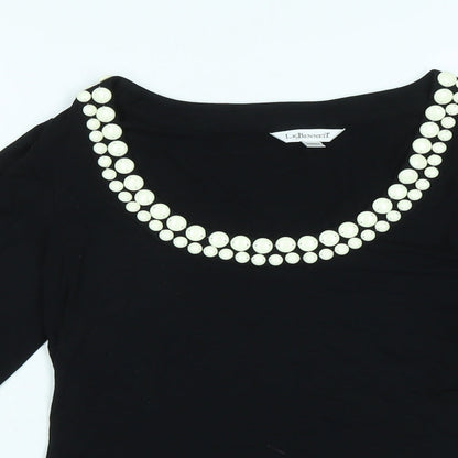 LK Bennet Womens Black Viscose Jersey T-Shirt Size XS Scoop Neck