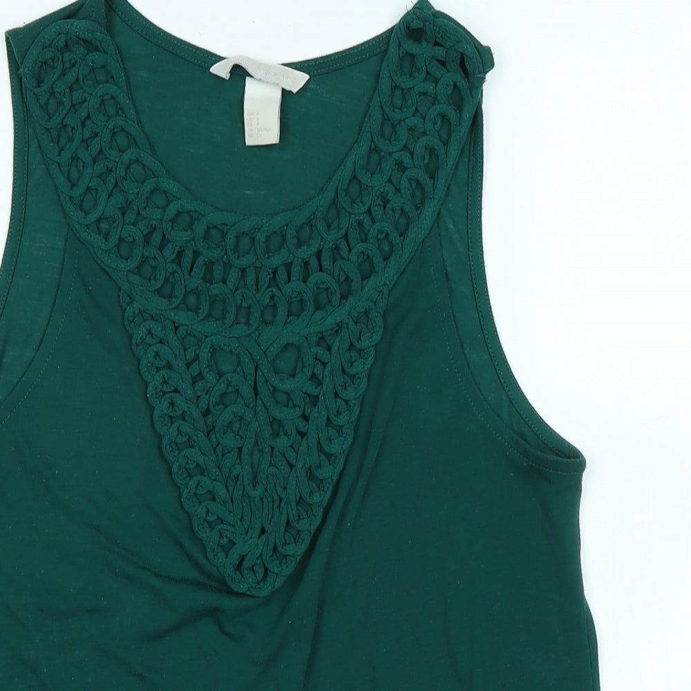 Womens UK Size S H&M Green Basic Tank