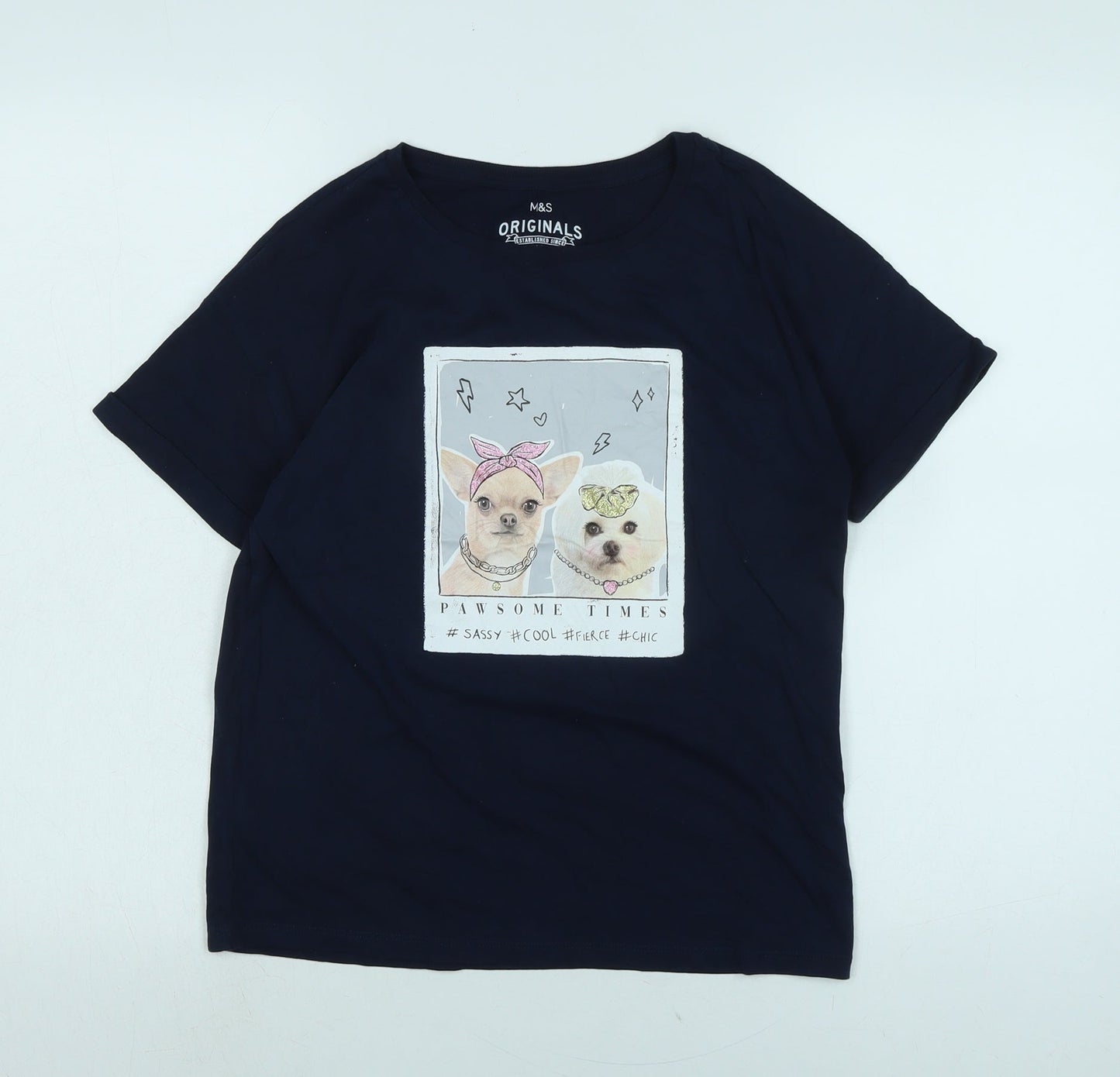 Womens UK Size 12 Marks and Spencer Blue Basic T-Shirt