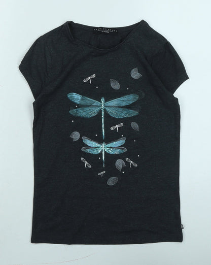 Fashion House Girls Blue Cotton Basic T-Shirt Size 14 Years Crew Neck