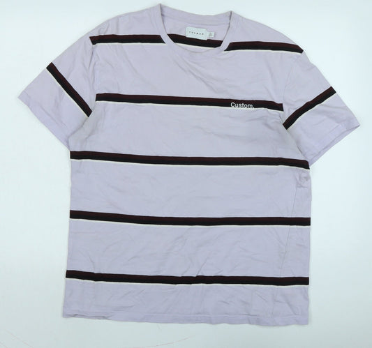 Topman Mens Purple Cotton T-Shirt Size M Crew Neck