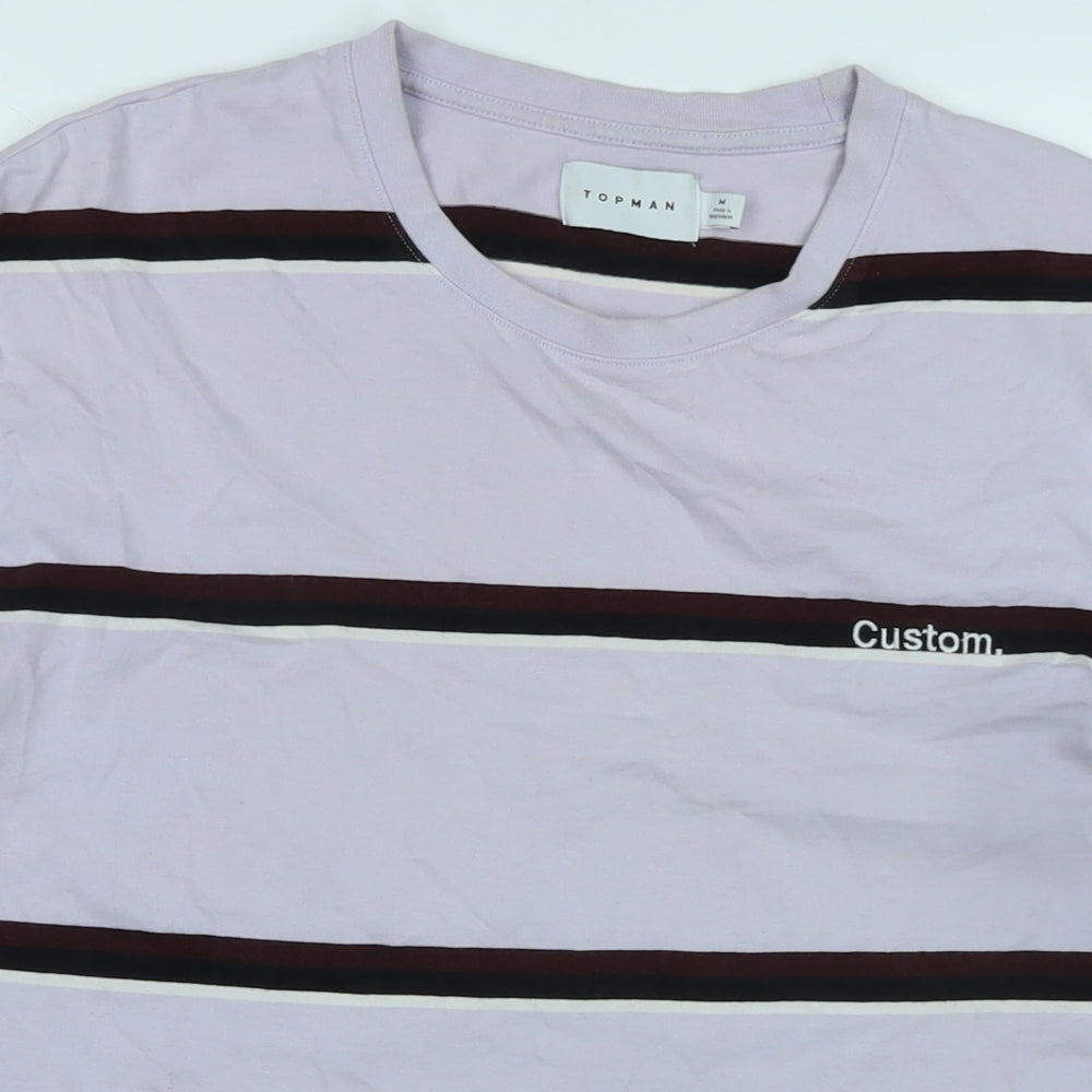 Topman Mens Purple Cotton T-Shirt Size M Crew Neck