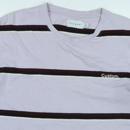 Topman Mens Purple Cotton T-Shirt Size M Crew Neck