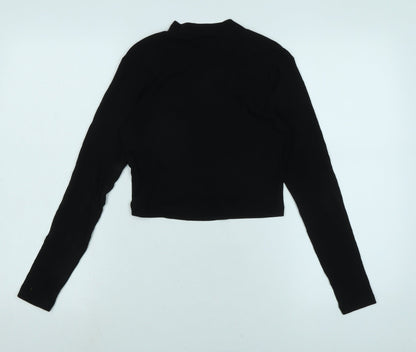 Even & Odd Womens Black Cotton Blend Basic T-Shirt Size M Crew Neck