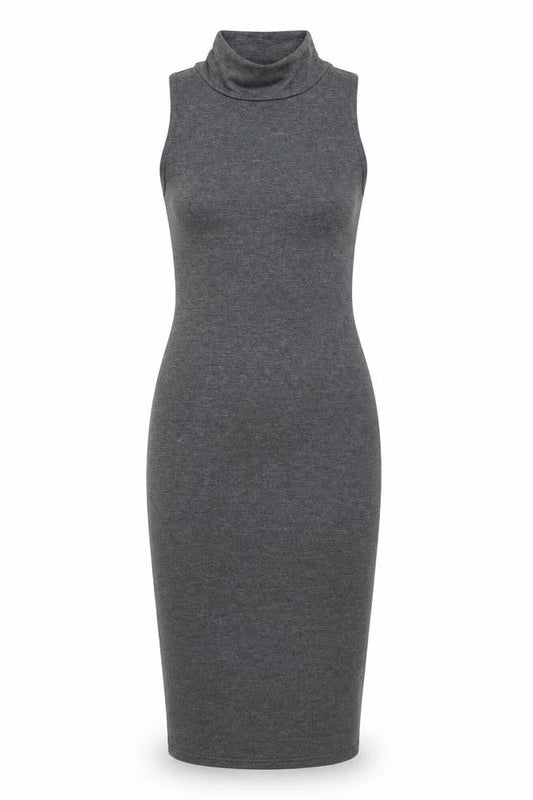 Boohoo Womens Grey Cotton Bodycon Size 10 Mock Neck