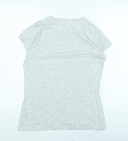 Love B Soul Womens Grey Cotton Basic Polo Size M Crew Neck