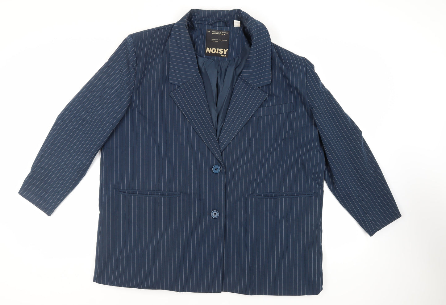 Noisy may Womens Blue Striped Jacket Blazer Size 20 Button