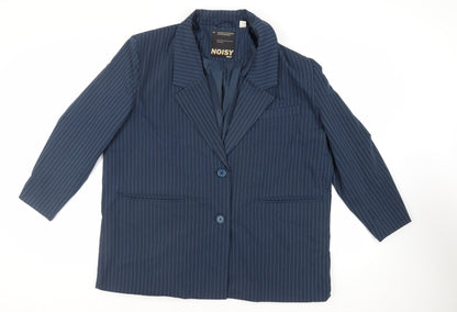 Noisy may Womens Blue Striped Jacket Blazer Size 20 Button