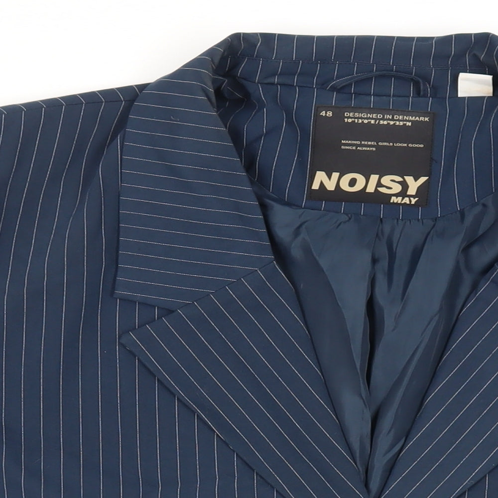Noisy may Womens Blue Striped Jacket Blazer Size 20 Button