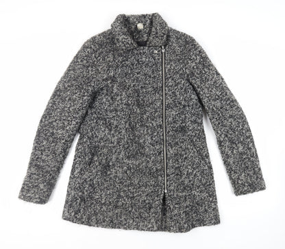 H&M Womens Grey Overcoat Coat Size 12 Zip