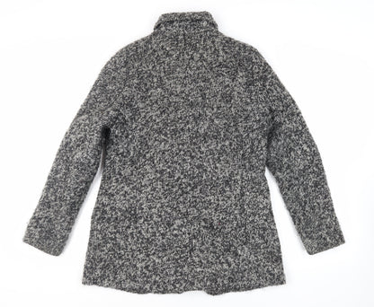 H&M Womens Grey Overcoat Coat Size 12 Zip