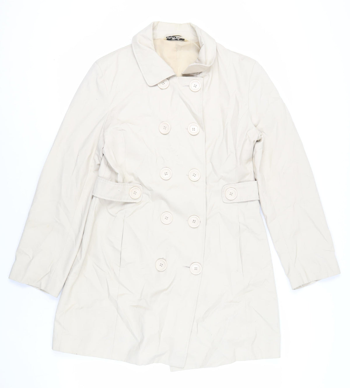 Kosha Womens Beige Overcoat Coat Size 14 Button