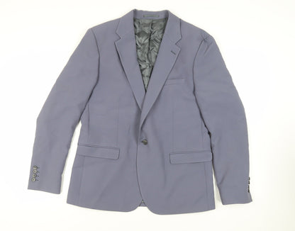 Mens UK Size 44 River Island Regular Blue Suit Jacket